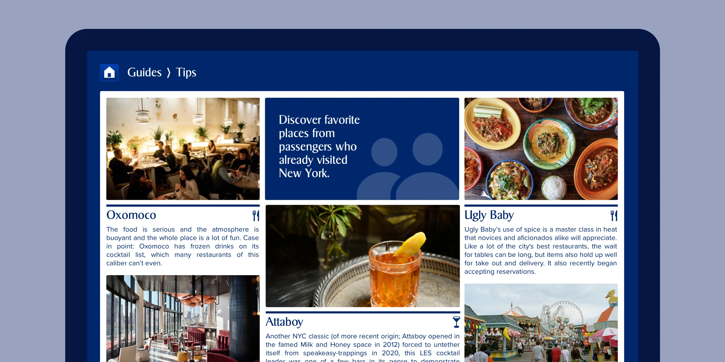Users can explore destination recommendations.